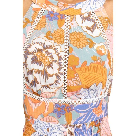 Orange Boho Floral Backless Lace up Sleeveless Maxi Dress w/Pockets! - Picture 8 of 15